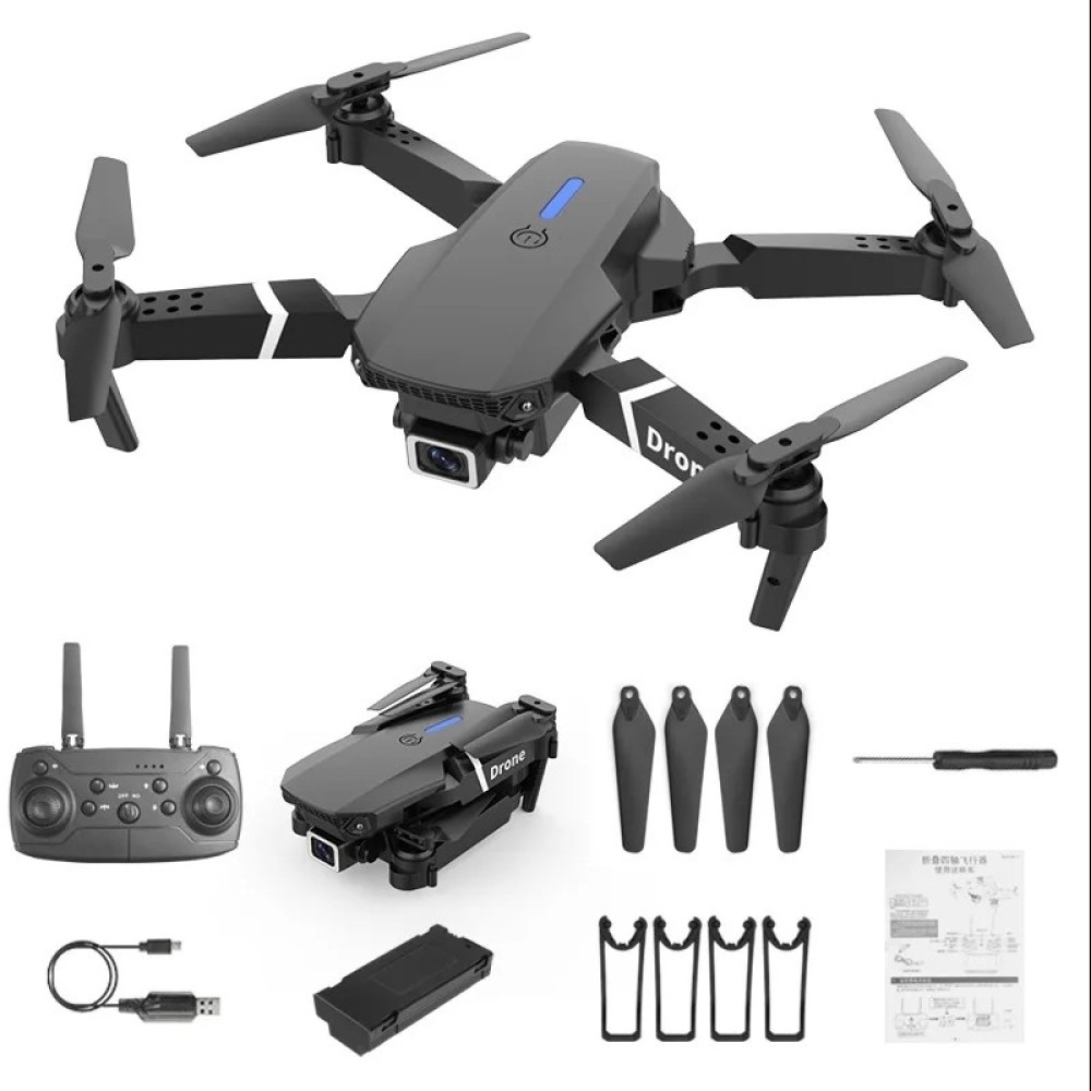 E88 Pro Drone with 4K Camera, WiFi FPV 1080P HD Dual Foldable RC Quadcopter Altitude Hold, Headless Mode, Visual Positioning, Auto Return Mobile App Control, Black