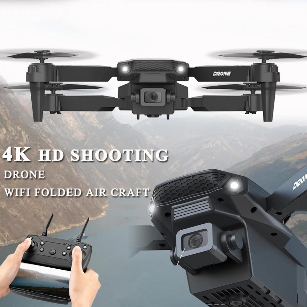 E88 Pro Drone with 4K Camera, WiFi FPV 1080P HD Dual Foldable RC Quadcopter Altitude Hold, Headless Mode, Visual Positioning, Auto Return Mobile App Control, Black