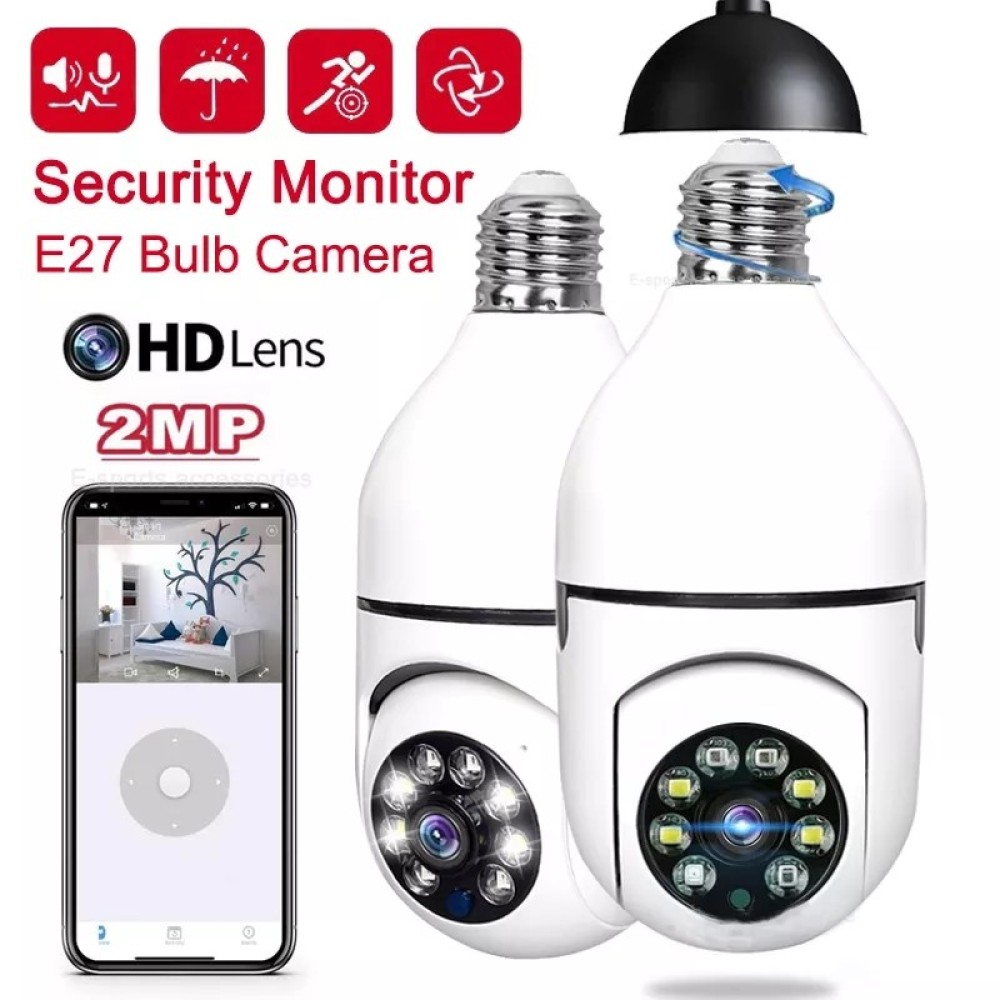 E27 Wireless WiFi Bulb Mini Camera Full HD 1080P 360 Degree Auto Rotate IP Cam Smart Home Security Remote View Panoramic Camcorders