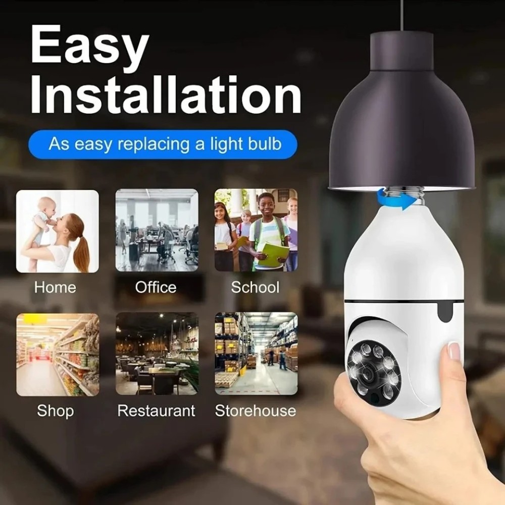 E27 Wireless WiFi Bulb Mini Camera Full HD 1080P 360 Degree Auto Rotate IP Cam Smart Home Security Remote View Panoramic Camcorders