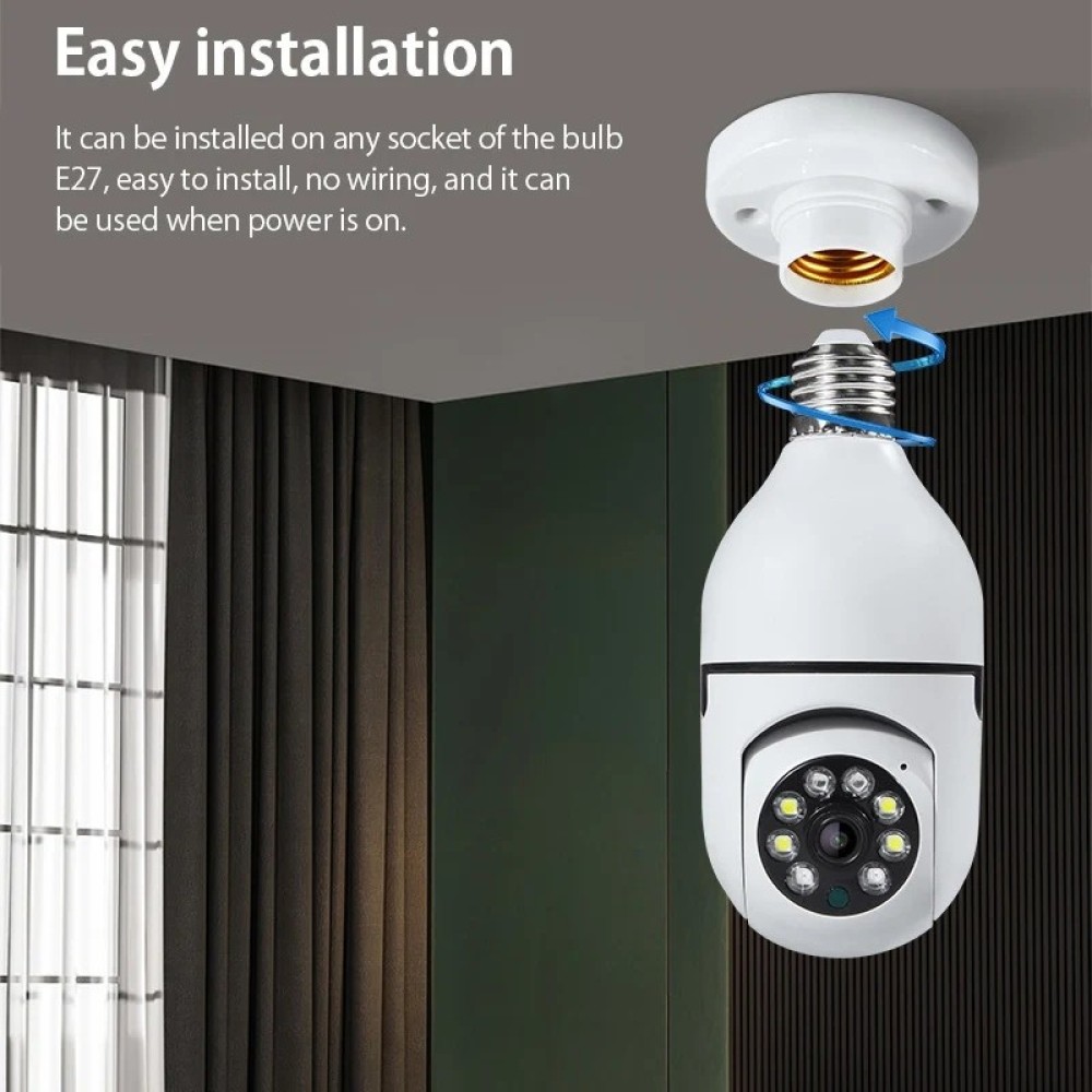 E27 Wireless WiFi Bulb Mini Camera Full HD 1080P 360 Degree Auto Rotate IP Cam Smart Home Security Remote View Panoramic Camcorders