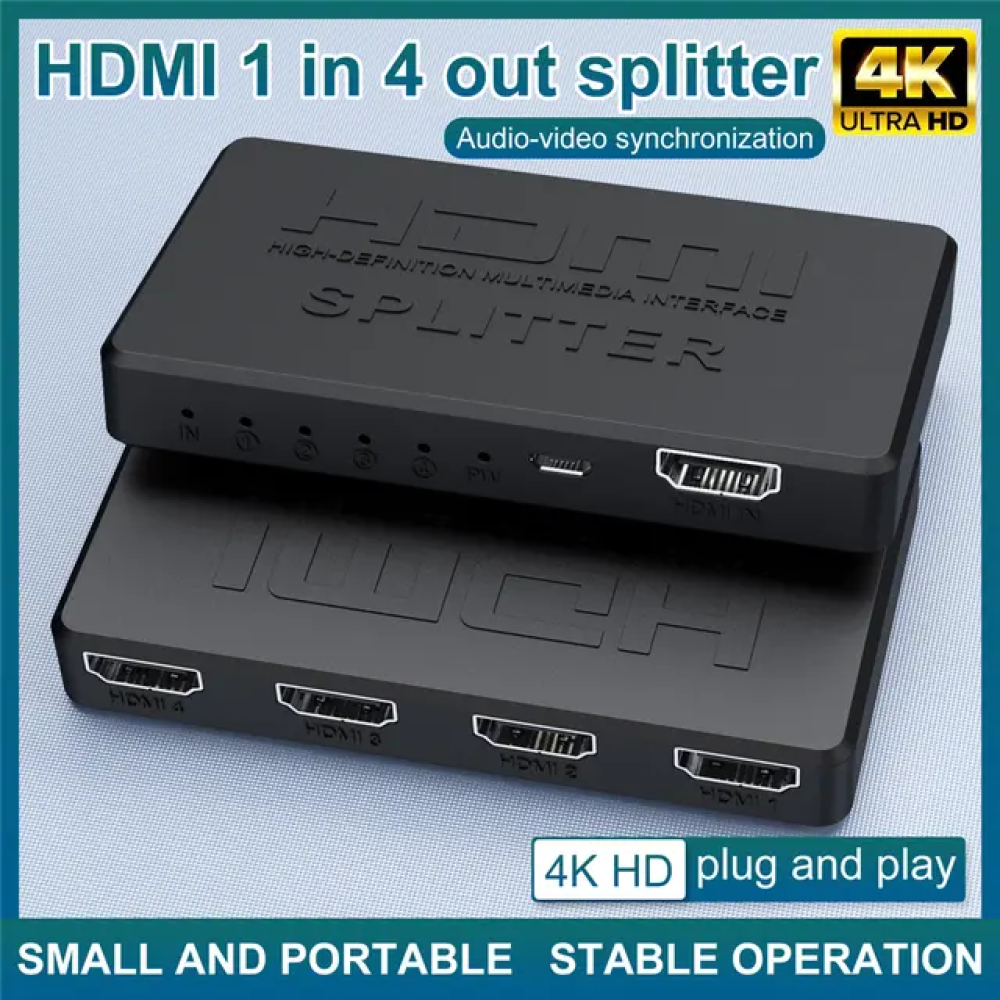 4K HDMI Splitter Full HD 1080p Video HDMI Switch Switcher 1X2 Split 1 in 2 Out Amplifier Dual Display For HDTV DVD For PS3 Xbox