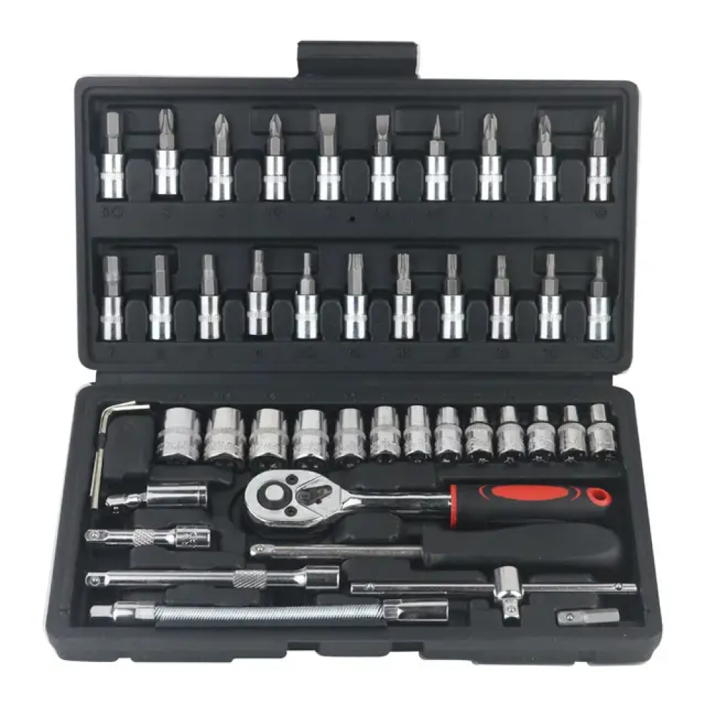 Auto Mechanics Repair Tool Set 46pcs Spanner Socket Wrench Tools Kit for Auto Repairing