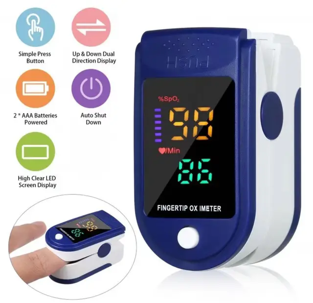 Finger Clip Pulse Oximeter, Blood Oxygen Monitor, One Button Measurement, LED Display, Automatic Shut Down, 8 Seconds Measure