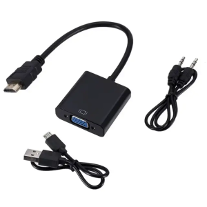 HDMI to VGA Adapter Male To Famale Converter for PS4 1080P HDMI-VGA Adapter With Video Audio Cable Jack HDMI VGA For PC TV Box