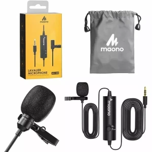 Maono Microphone Electret Condensor 3.5mm Lavalier Tie-Clip On Lapel Omnidirectional