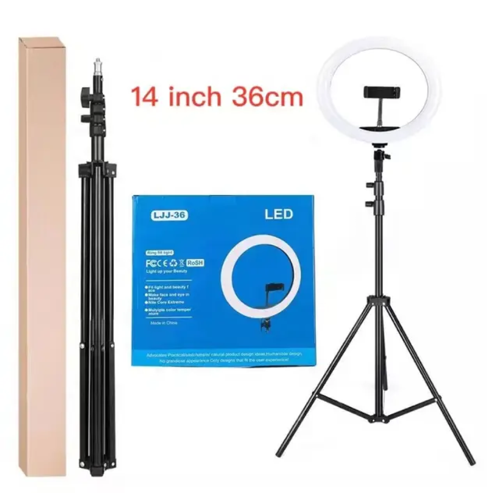 LED Soft Ring Light 14" 1 Mobile Holders, Photograph Circle Fill Light for Photos Makeup and Live Streaming LLJ-36