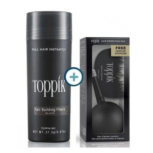 Toppik Fibres Pack 27.5g Black + Spray Applicator with FREE Hairline Optimizer