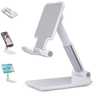 Mobile Phone Holder Stand, Angle Height Adjustable, Fully Foldable Cell Phone Holder, Compatible with Smartphones/iPhone/iPad/Tablets/Kindle