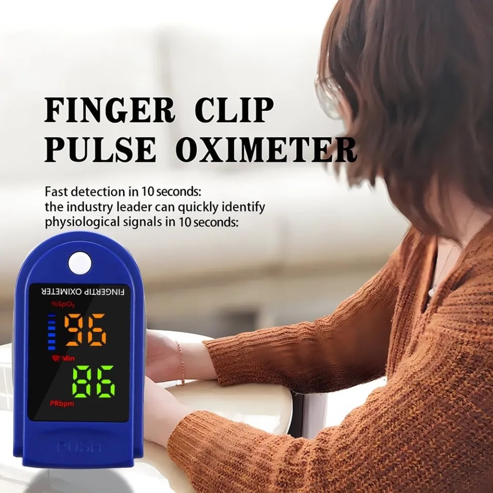 Finger Clip Pulse Oximeter, Blood Oxygen Monitor, One Button Measurement, LED Display, Automatic Shut Down, 8 Seconds Measure