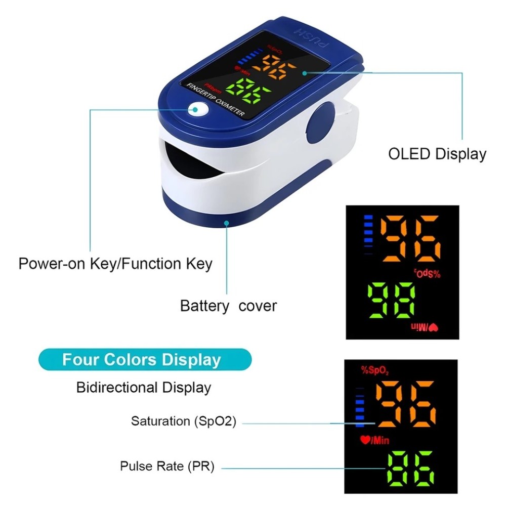 Finger Clip Pulse Oximeter, Blood Oxygen Monitor, One Button Measurement, LED Display, Automatic Shut Down, 8 Seconds Measure