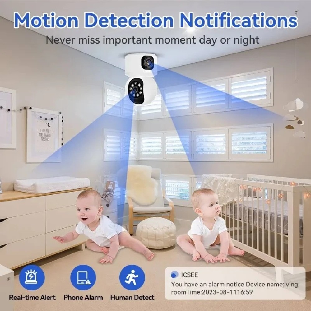 4MP PTZ WiFi Camera Dual Lens with Dual Screen Human Detection Night Vision Outdoor Surveillance Camera Two-way Audio