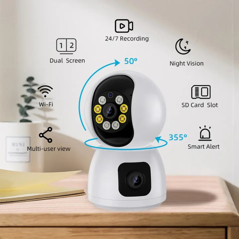 4MP PTZ WiFi Camera Dual Lens with Dual Screen Human Detection Night Vision Outdoor Surveillance Camera Two-way Audio