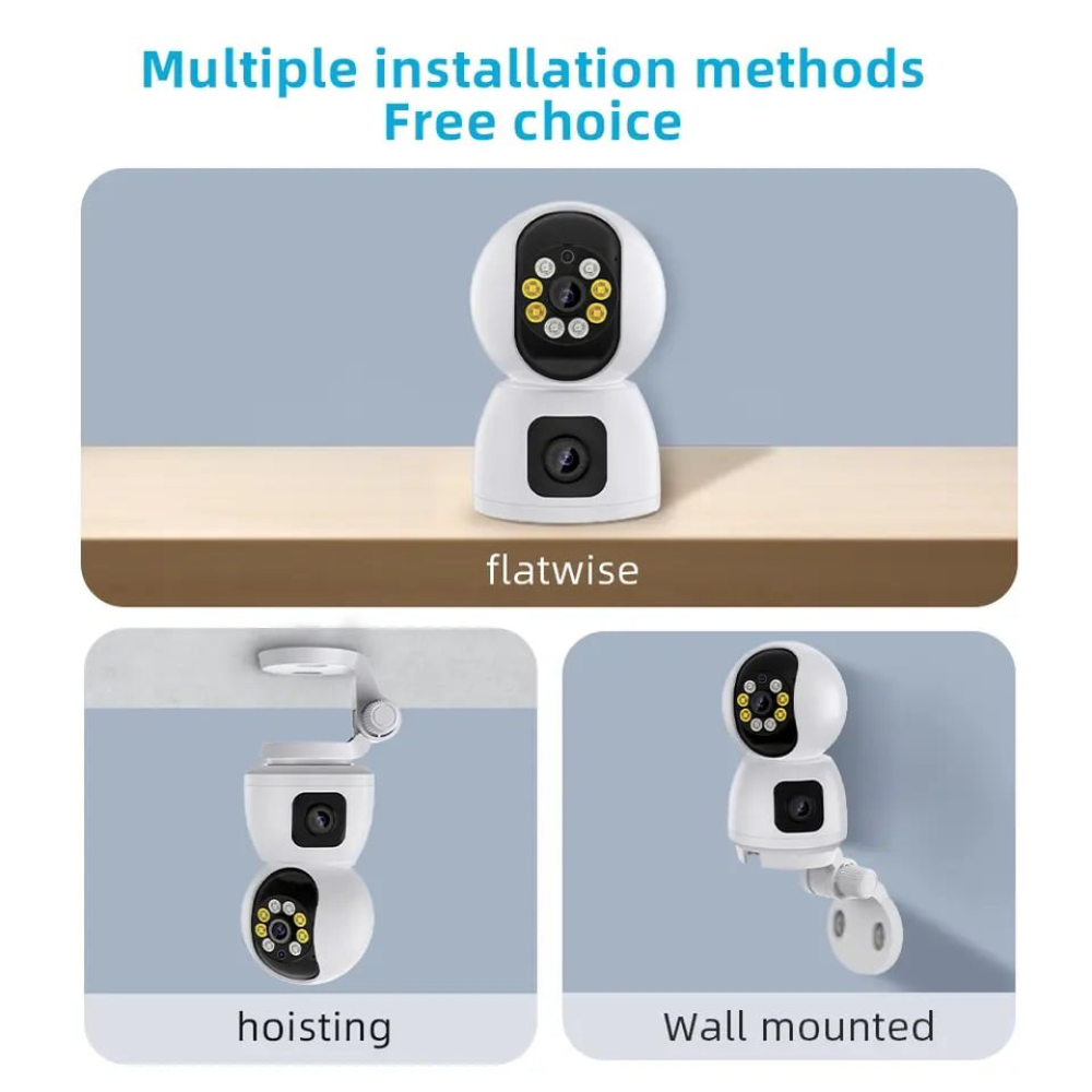 4MP PTZ WiFi Camera Dual Lens with Dual Screen Human Detection Night Vision Outdoor Surveillance Camera Two-way Audio