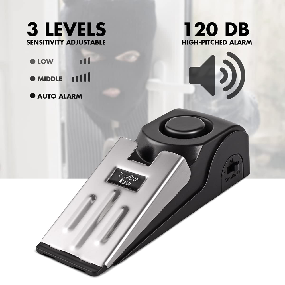 Mini Home Alarm Security System Door Stop Stopper Alarm Block Blocking System Self-protection Vibration Alarm Block