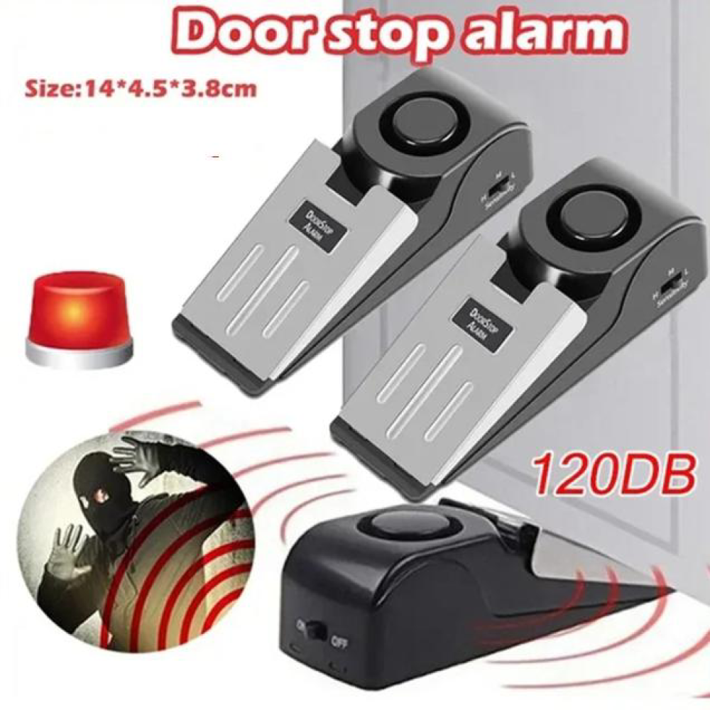 Mini Home Alarm Security System Door Stop Stopper Alarm Block Blocking System Self-protection Vibration Alarm Block