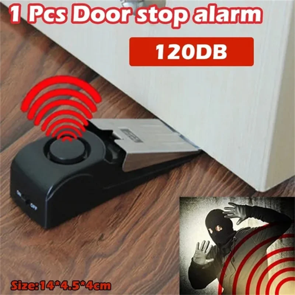 Mini Home Alarm Security System Door Stop Stopper Alarm Block Blocking System Self-protection Vibration Alarm Block