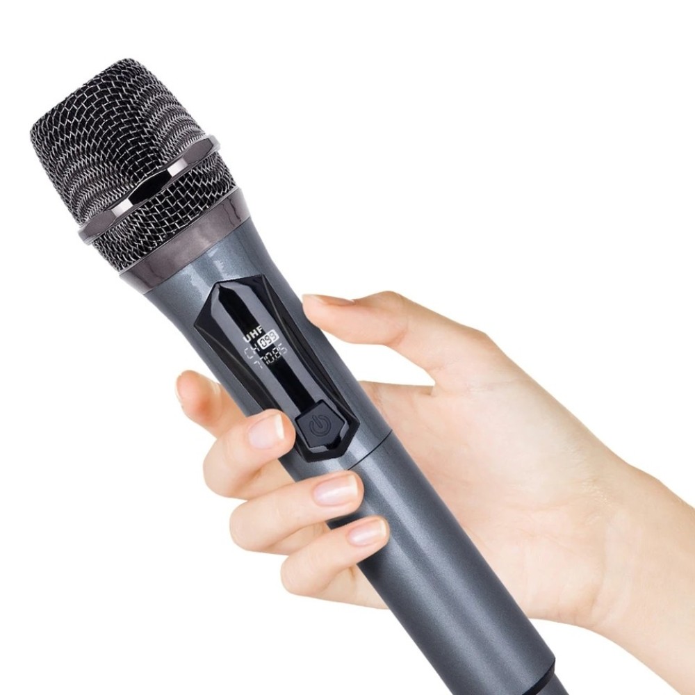 W68 Professional Universal Dual Wireless Microphone Handheld, UHF Rechargeable Receiver for Wedding, Party, Speech, Church, Club, Show, Meeting