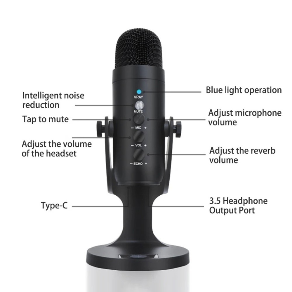 USB Condenser Microphone Professional Studio Recording Mic for PC Computer Phone Gamin g, Streaming, Podcasting