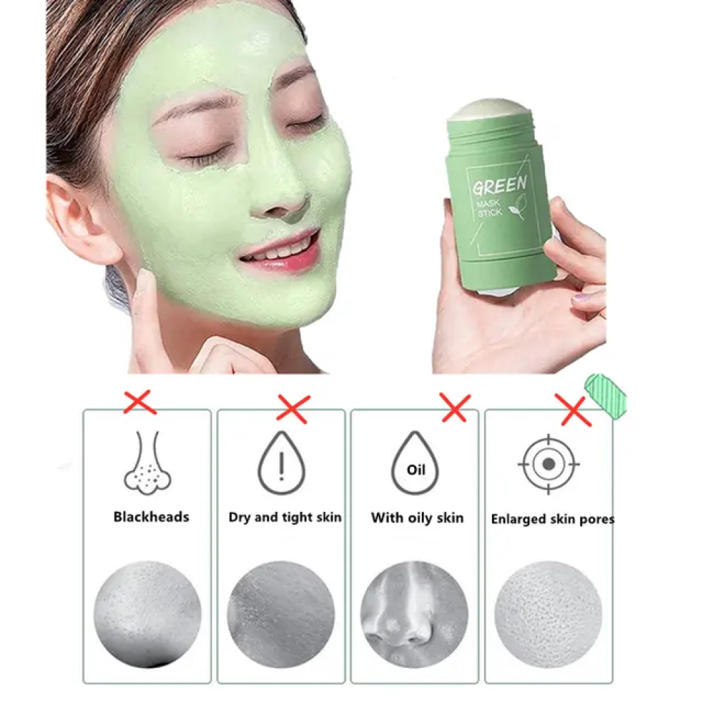 Green Tea Mask Solid Face Mask Stick Oil Control Moisturizing Cleaning Mask Acne Treatment Blackhead Remove Pores Purifying