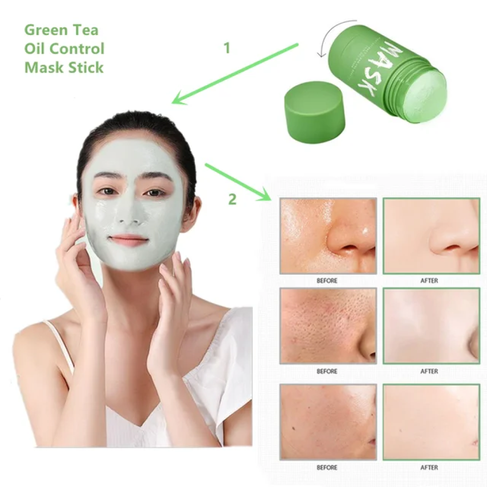 Green Tea Mask Solid Face Mask Stick Oil Control Moisturizing Cleaning Mask Acne Treatment Blackhead Remove Pores Purifying