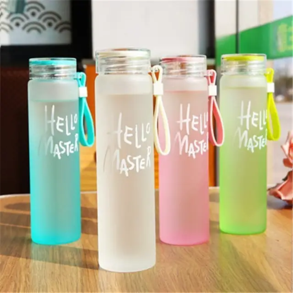 Colorful Glass Water Bottle Sport Office Leak Proof Large Capacity Gradient Color Juice Tea Cup Kids Drinkware