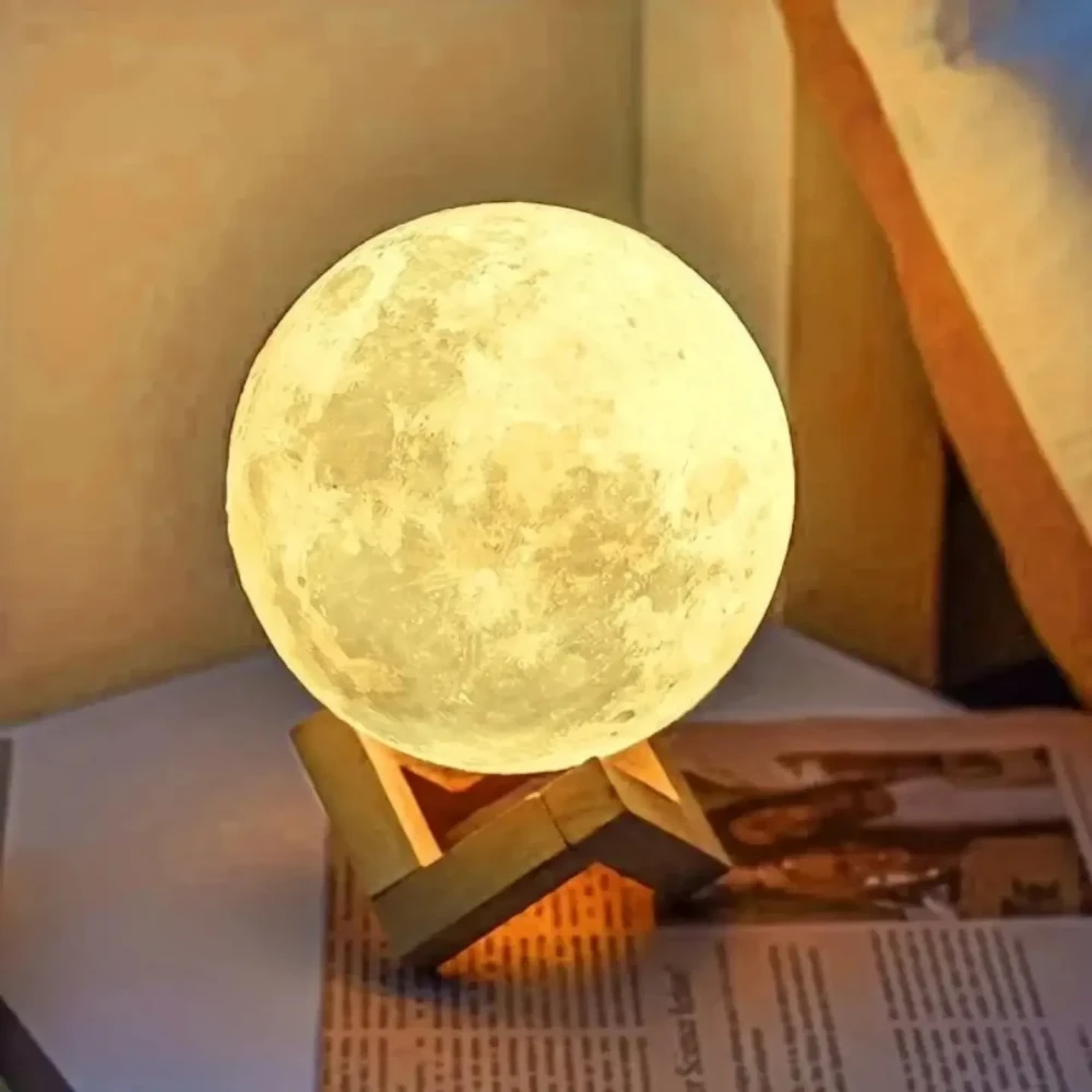 3D Moon Light Table Lamp Bedroom Bedside LED Dining Table Night Light Starry Sky Projection Small Lamp Home Decoration Lighting