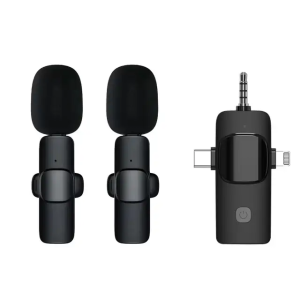 K15 3 In 1 Wireless Lavalier Microphone for iPhone/Android/3.5mm Jack Live Broadcast Recording Noise Reduction Portable Mini Mic