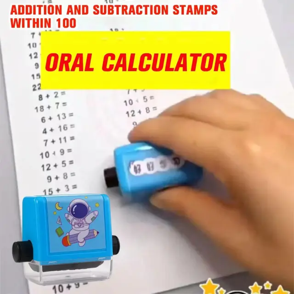 Addition and Subtraction Teaching Stamps for Kids Double-Head Roller Math Stamp Roll Within 100 Teaching Digital Stamp