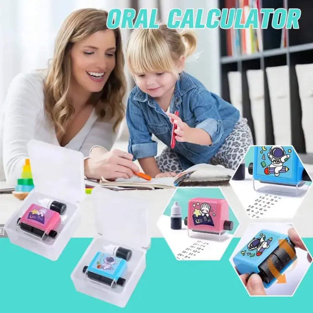 Addition and Subtraction Teaching Stamps for Kids Double-Head Roller Math Stamp Roll Within 100 Teaching Digital Stamp