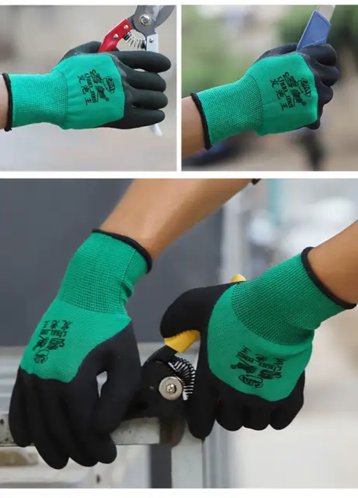 Rubber Wear-resistant Oil-proof Gloves Labor Protection Work Gloves Anti-slip Breathable Gloves for Worker