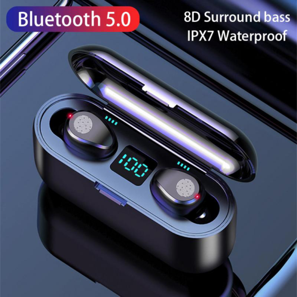 F9 Earphone Wireless Headphone Stereo Min Headset Sport Earbuds Bluetooth 5.0 Microphone With Charging Box For Smart Phone