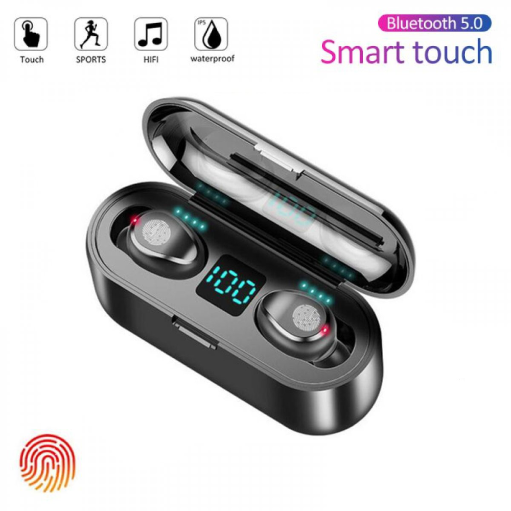 F9 Earphone Wireless Headphone Stereo Min Headset Sport Earbuds Bluetooth 5.0 Microphone With Charging Box For Smart Phone