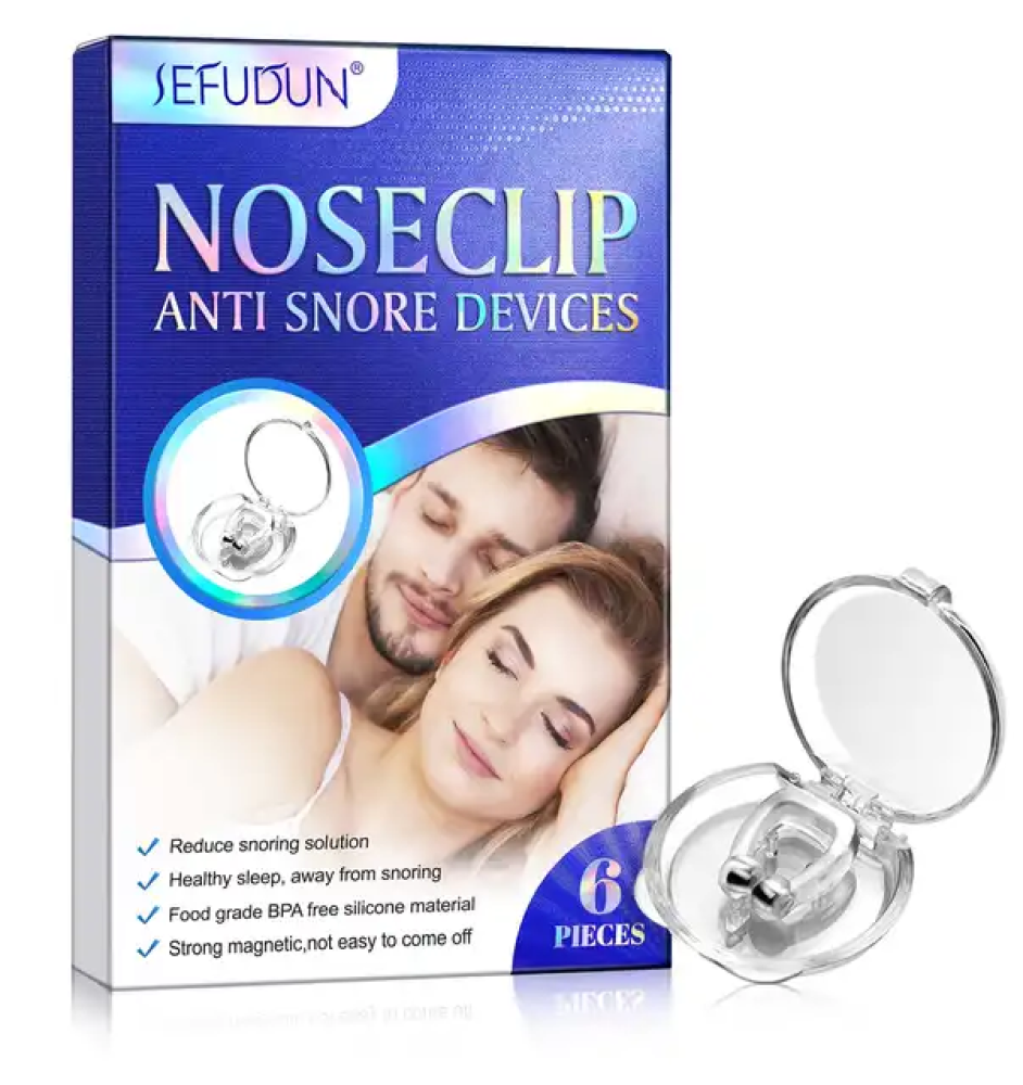 SEFUDUN Anti Snore Nose Clip Silicone Nose Clip Magnetic Anti Snore Stopper Sleep Aid Apnea Guard Night Device with Case (Transparent)