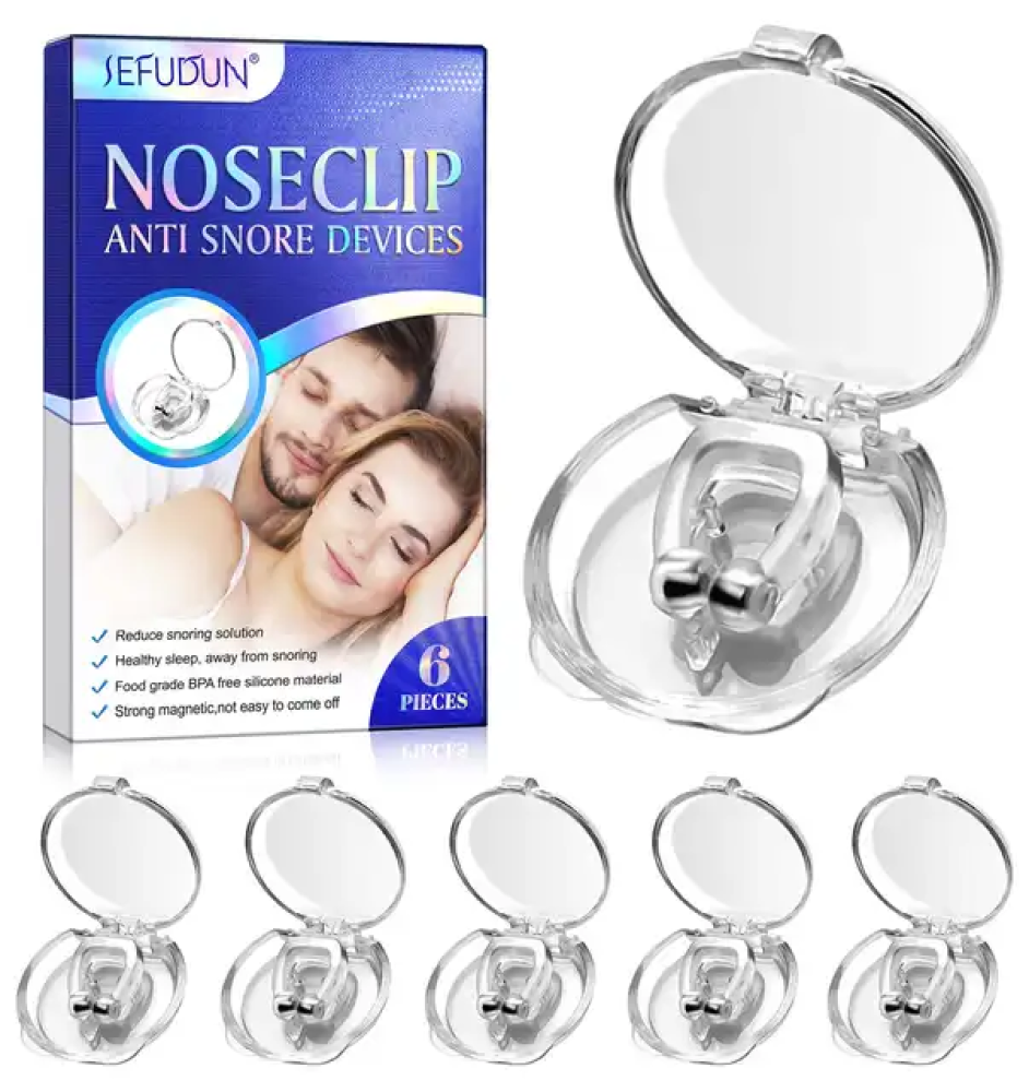 SEFUDUN Anti Snore Nose Clip Silicone Nose Clip Magnetic Anti Snore Stopper Sleep Aid Apnea Guard Night Device with Case (Transparent)