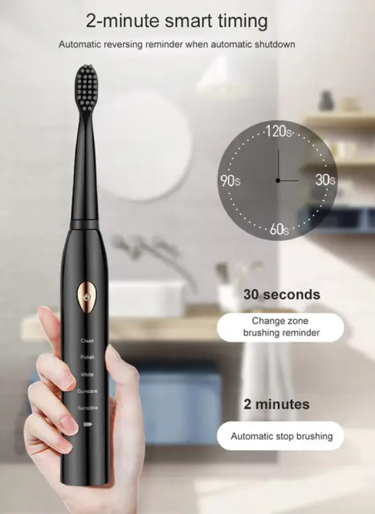 Electric Toothbrush Adult 5-gear Mode USB Charging IPX7 Waterproof