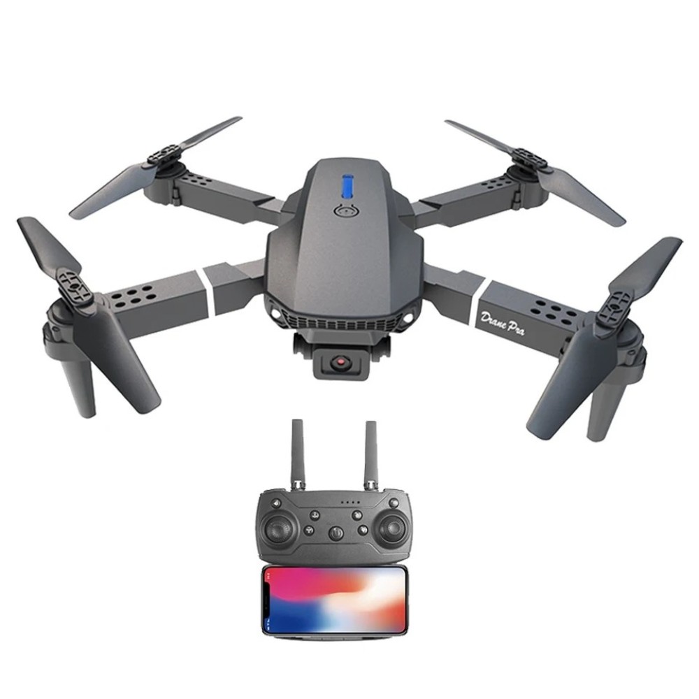 E88 Pro Drone with 4K Camera, WiFi FPV 1080P HD Dual Foldable RC Quadcopter Altitude Hold, Headless Mode, Visual Positioning, Auto Return Mobile App Control, Black