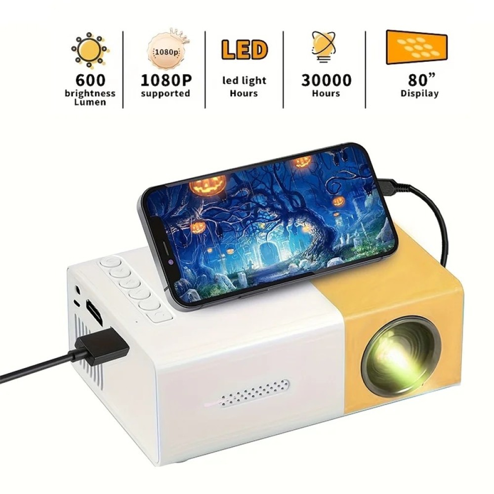 YG300 LED Portable Projector 500LM 3.5mm Audio 320x240 Pixel HDMI USB Mini YG-300 Projector Home Media Player