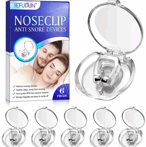 SEFUDUN Anti Snore Nose Clip Silicone Nose Clip Magnetic Anti Snore Stopper Sleep Aid Apnea Guard Night Device with Case (Transparent)