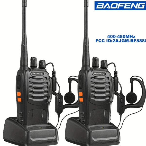 Baofeng BF-888S Walkie Talkie - UHF 400-470MHz Two-Way Radio Communicator Transceiver Radio Call  With Earpiece (2 Pieces), Range of 1-3km
