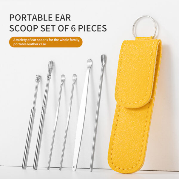 Portable Ear Wax Removal Kit with Leather Case - Ear Cleaning Tool Set